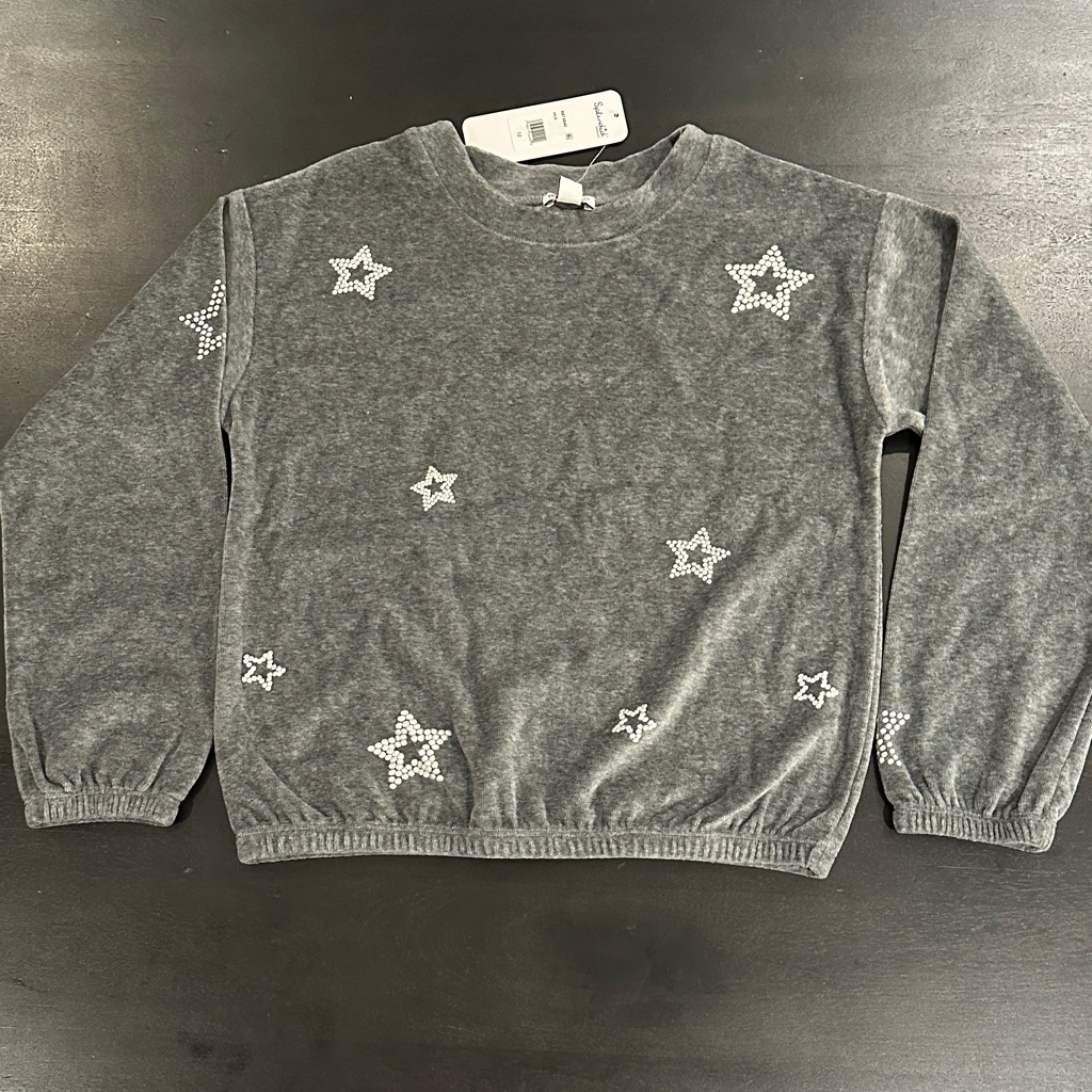 Splendid Gray Silver Stars Sweatshirt